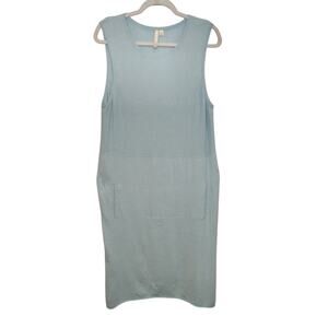 J Jill Womens 1X Plus Size Dress Cashmere Cotton Sleeveless Knee Knit Baby Blue